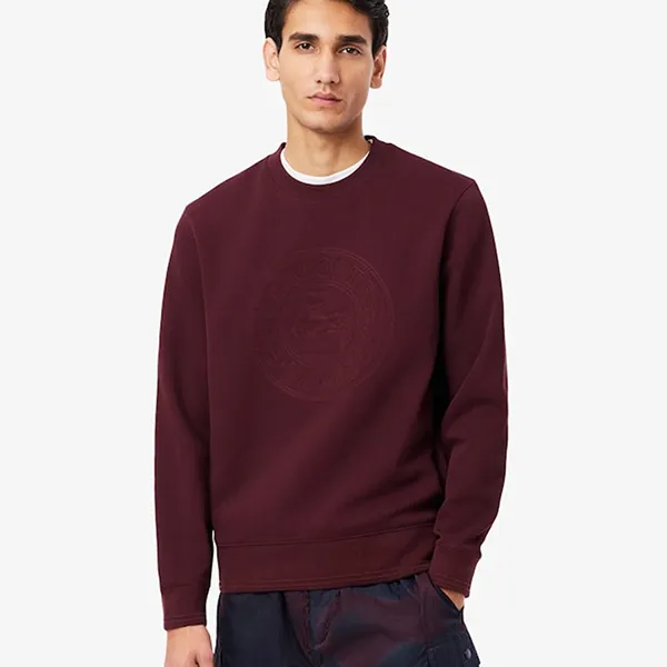 Áo Nỉ Sweater Nam Lacoste Men's Embossed Logo Piqué Sweatshirt SH9959-52 BZD Màu Đỏ Size 3
