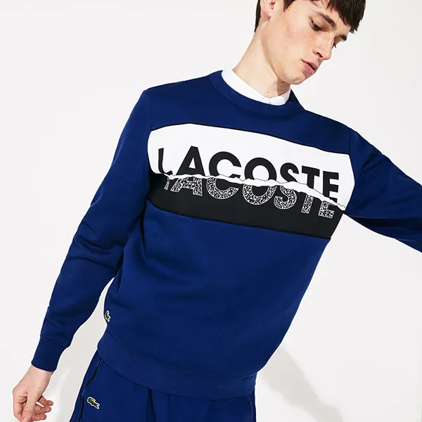 Áo Nỉ Sweater Nam Lacoste Men's Sweatshirt SH4899L Màu Xanh Lam Size 4
