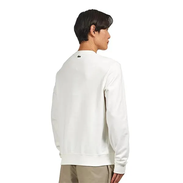 Áo Nỉ Sweater Nam Lacoste Monogram Print Fleece Sweatshirt Màu Trắng Size 3