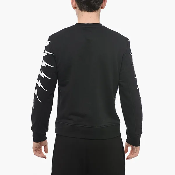Áo Nỉ Sweater Nam Neil Barrett Contrasting Print Radial Fair-Isle Thunderbolt BJS005S Màu Đen Size XS