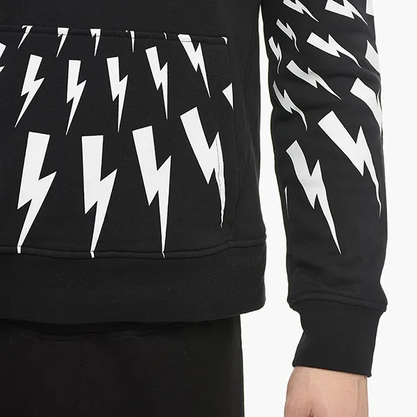 Áo Nỉ Sweater Nam Neil Barrett Contrasting Print Radial Fair-Isle Thunderbolt BJS005S Màu Đen Size XS