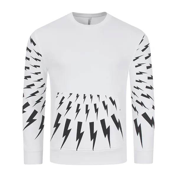 Áo Nỉ Sweater Nam Neil Barrett Contrasting Print Radial Fair-Isle Thunderbolt BJS005S Màu Trắng Size S