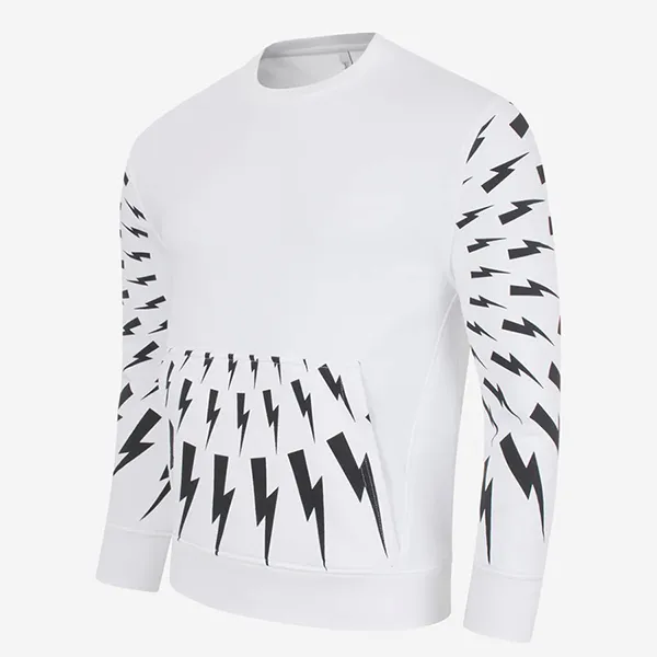 Áo Nỉ Sweater Nam Neil Barrett Contrasting Print Radial Fair-Isle Thunderbolt BJS005S Màu Trắng Size S