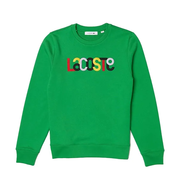 Áo Nỉ Sweater Nữ Lacoste Crew Neck Colored Embroidery Fleece SF7070-51 LUU Màu Xanh Green Size 36
