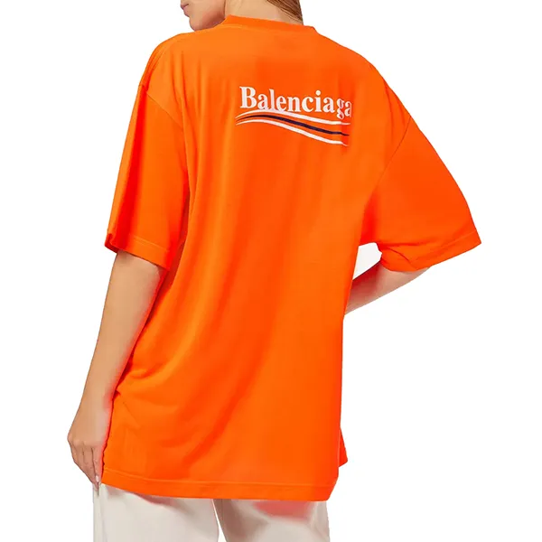 Áo Phông Balenciaga Political Campaign Large Fit T-shirt in Technical Jersey Màu Cam Size XS