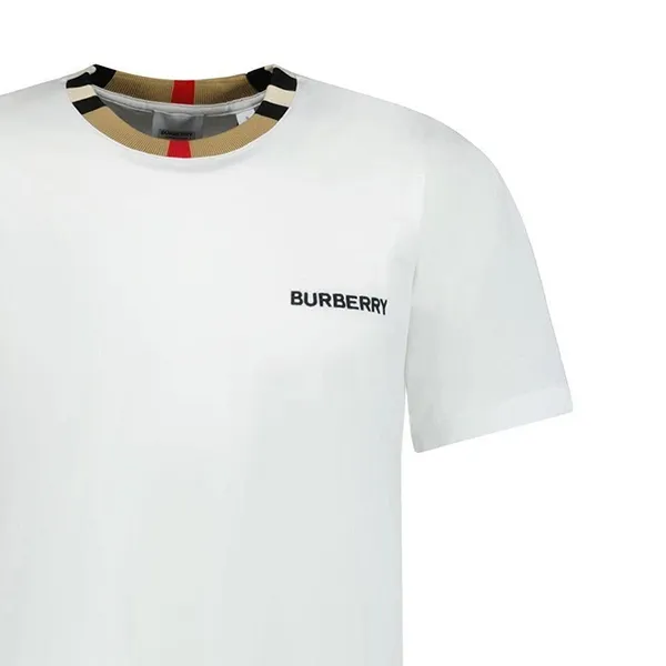 Áo Phông Nam Burberry Check White Tshirt Màu Trắng Size XXS