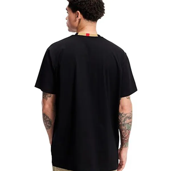 Áo Phông Burberry Icon Stripe Trim Cotton T-shirt Black Màu Đen Size XS