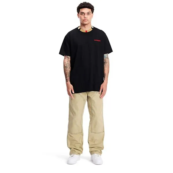 Áo Phông Burberry Icon Stripe Trim Cotton T-shirt Black Màu Đen Size XS