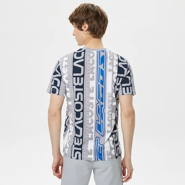 Áo Phông Nam Lacoste Regular Fit Crew Neck Printed Tshirt TH0378- 78G Màu Xám Size 4