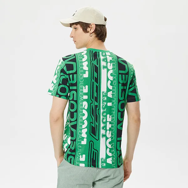 Áo Phông Nam Lacoste Regular Fit Crew Neck Printed Tshirt TH0378-78Y Màu Xanh Lá Cây Size 4