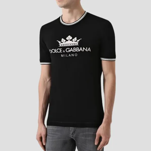 Áo Phông Nam Dolce & Gabbana D&G Black Logo Printed G8IR4T FU7EQ N0000 TShirt Màu Đen Size 46