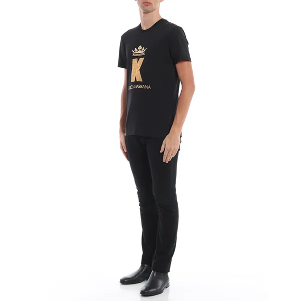 Áo Phông Nam Dolce & Gabbana D&G King Patch T-Shirt Màu Đen Size 46