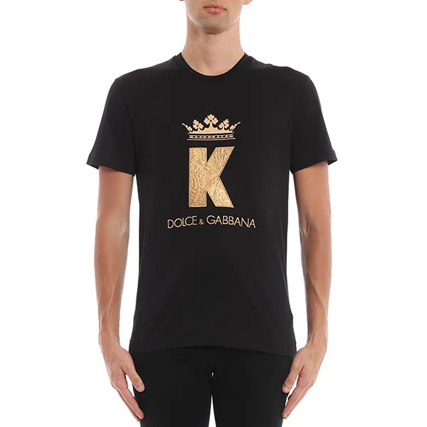 Áo Phông Nam Dolce & Gabbana D&G King Patch T-Shirt Màu Đen Size 46