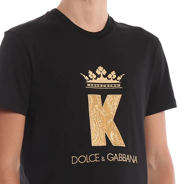 Áo Phông Nam Dolce & Gabbana D&G King Patch T-Shirt Màu Đen Size 46