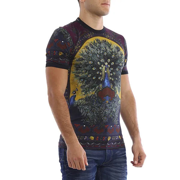 Áo Phông Nam Dolce & Gabbana D&G Slim Fit Peacock Print T-Shirt Phối Màu Size 48
