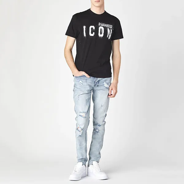 Áo Phông Nam Dsquared2 Icon Spray Cool T-Shirt S79GC0039 S23009 Màu Đen