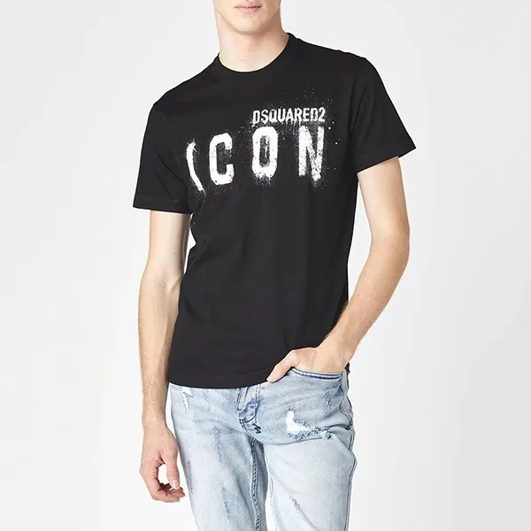 Áo Phông Nam Dsquared2 Icon Spray Cool T-Shirt S79GC0039 S23009 Màu Đen