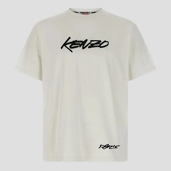 Áo Phông Nam Kenzo Futura Classic With Logo In White PFF65TS2524SG02 Tshirt Màu Trắng Kem Size S