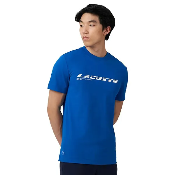 Áo Phông Nam Lacoste Regular Fit Branded Piqué T-shirt TH9685 K1Q Màu Xanh Blue Size 3