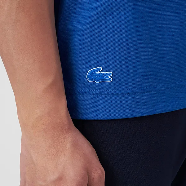 Áo Phông Nam Lacoste Regular Fit Branded Piqué T-shirt TH9685 K1Q Màu Xanh Blue Size 3