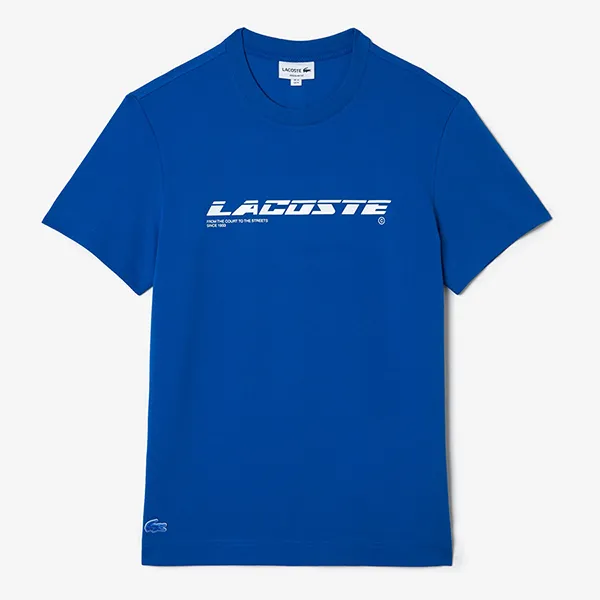 Áo Phông Nam Lacoste Regular Fit Branded Piqué T-shirt TH9685 K1Q Màu Xanh Blue Size 3