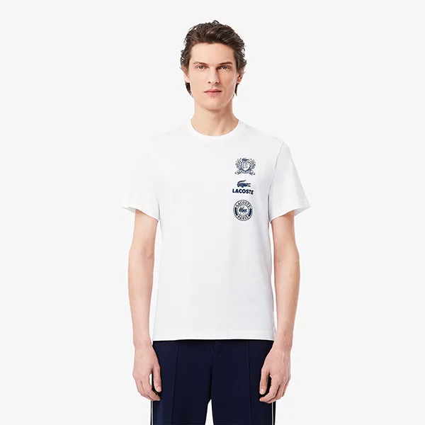Áo Phông Nam Lacoste Regular Fit Printed Jersey T-Shirt TH0613 - 001 Màu Trắng Size 3