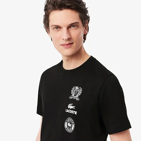 Áo Phông Nam Lacoste Regular Fit Printed Jersey T-Shirt TH0613 - 031 Màu Đen Size 3