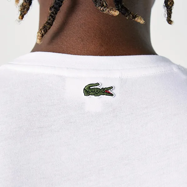 Áo Phông Nam Lacoste Slim Fit Crew Neck Printed White T-Shirt TH0206 06B Màu Trắng Size 3