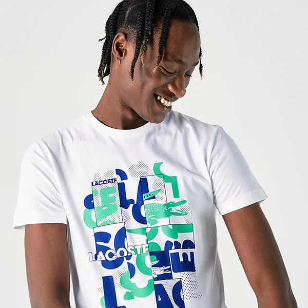 Áo Phông Nam Lacoste Slim Fit Crew Neck Printed White T-Shirt TH0206 06B Màu Trắng Size 3