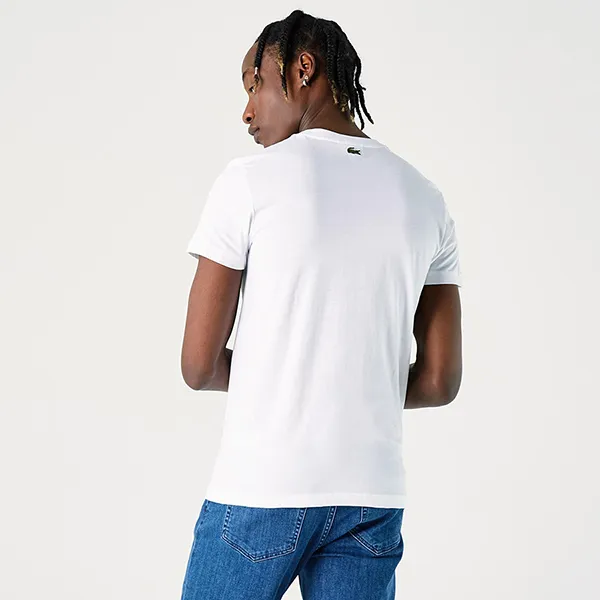 Áo Phông Nam Lacoste Slim Fit Crew Neck Printed White T-Shirt TH0206 06B Màu Trắng Size 3