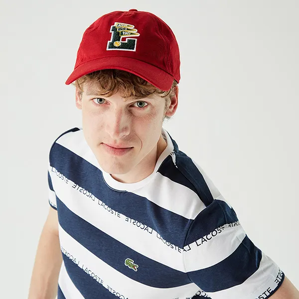 Áo Phông Nam Lacoste Slim Fit T-Shirt TH0213 13L Màu Xanh Phối Trắng Size 4