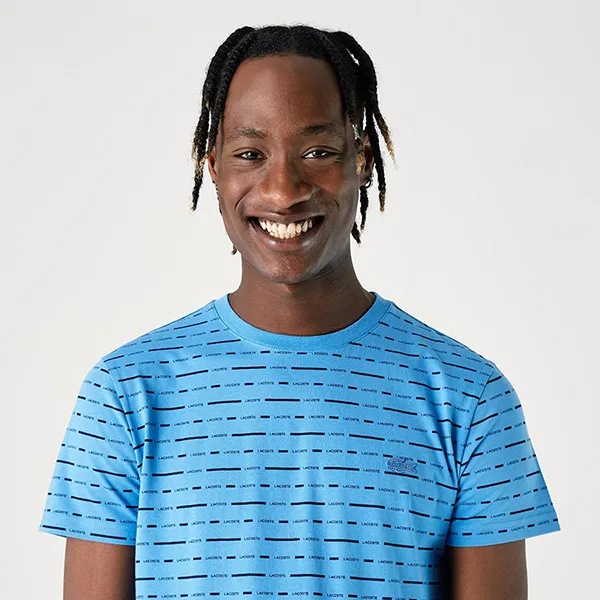 Áo Phông Nam Lacoste Slim Fit T-Shirt TH0219 19M Màu Xanh Nhạt Size 2