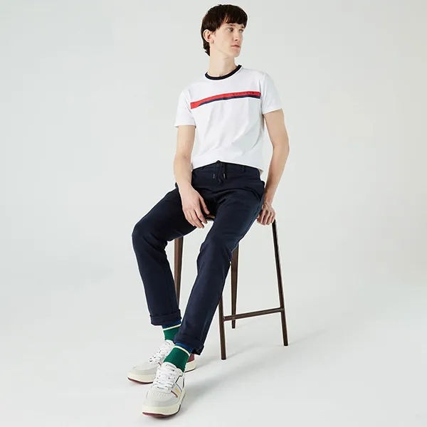 Áo Phông Nam Lacoste Slim Fit T-shirt TH0223.23B Màu Trắng Size 2