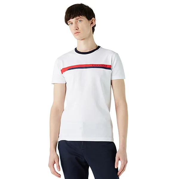 Áo Phông Nam Lacoste Slim Fit T-shirt TH0223.23B Màu Trắng Size 2