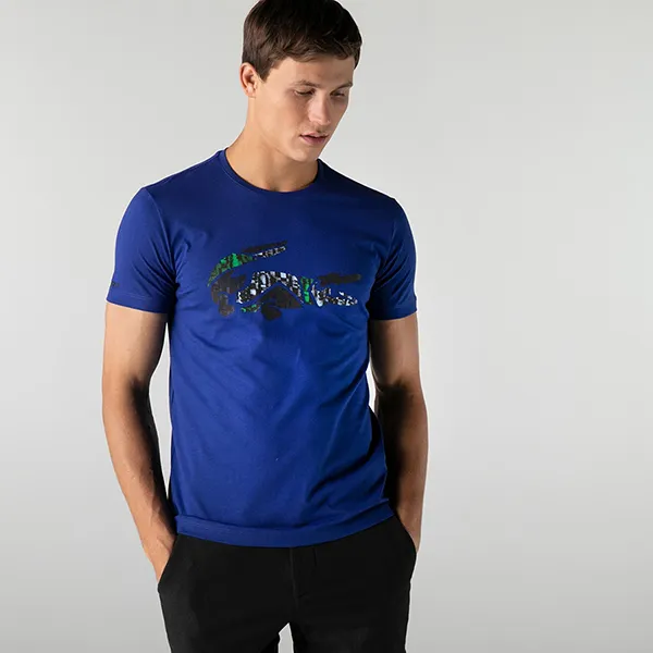 Áo Phông Nam Lacoste Slim Fit T-Shirt TH2207 07M Màu Xanh Dương Size 2
