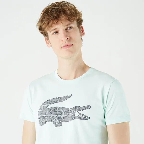 Áo Phông Nam Lacoste T-Shirt TH0208 08N Màu Xanh Nhạt Size 2