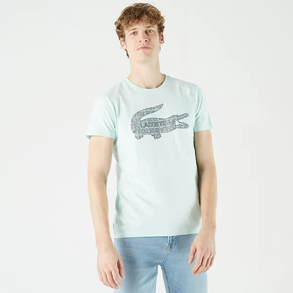 Áo Phông Nam Lacoste T-Shirt TH0208 08N Màu Xanh Nhạt Size 2