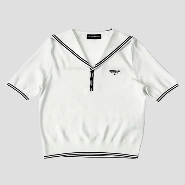 Áo Phông Nữ Chester Charles Navy Striped Sailor In White CW603KM0652W0 Màu Trắng Size S