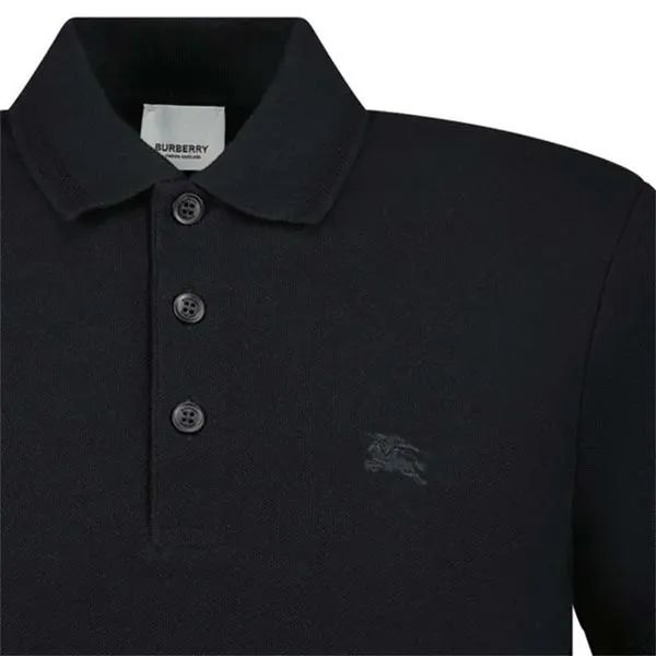 Áo Polo Dài Tay Burberry Long Sleeve Eddie Check 8075485 Màu Đen Size XS