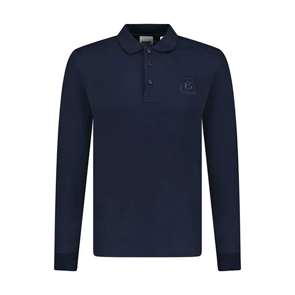 Áo Polo Dài Tay Nam Burberry Cotton Long Sleeve Màu Xanh Navy Size XS
