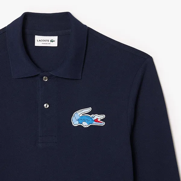 Áo Polo Dài Tay Nam Lacoste Classic Style Embroidered Badge L.12.12 PH6587 54N 166 Màu Xanh Navy Size 4