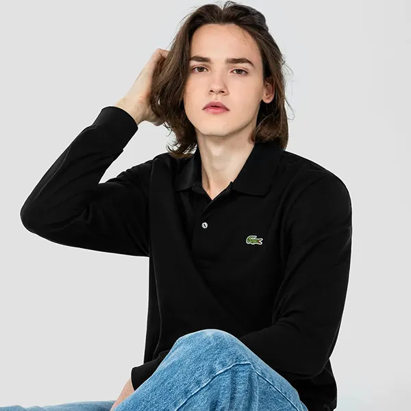 Áo Polo Dài Tay Nam Lacoste Men's Basic Long Sleeve Polo PH732E-031 Màu Đen Size 4