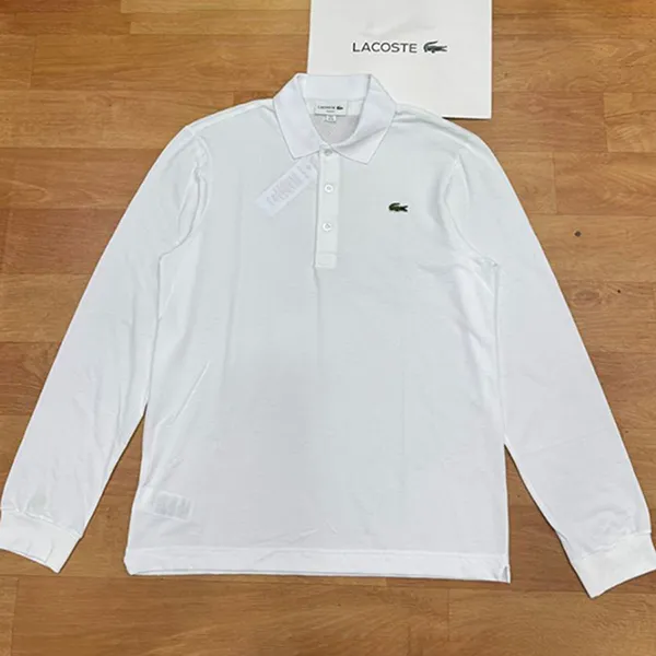 Áo Polo Dài Tay Nam Lacoste Men's Long-Sleeve Paris Classic Fit Màu Trắng Size 4