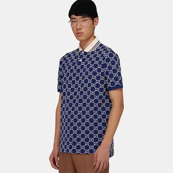 Áo Polo Nam Gucci 598956 XJBOU 4115 Màu Xanh Navy Size S
