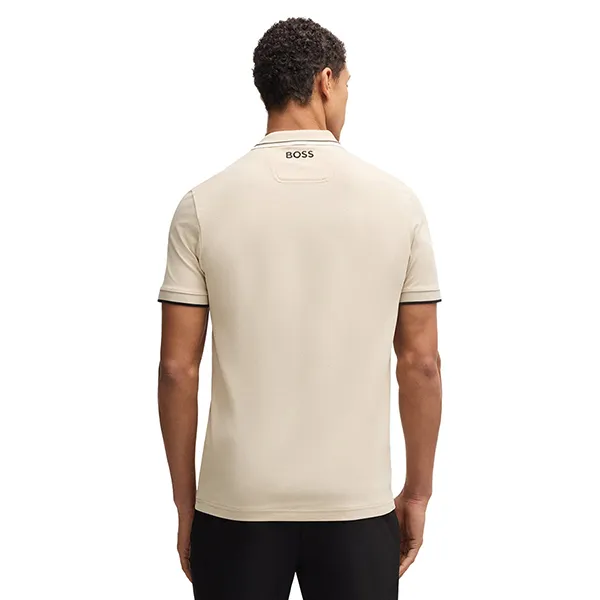 Áo Polo Nam Hugo Boss ontrast-Logo Polo Shirt In A Cotton Blend 50469102 284 Màu Be Nhạt Size L