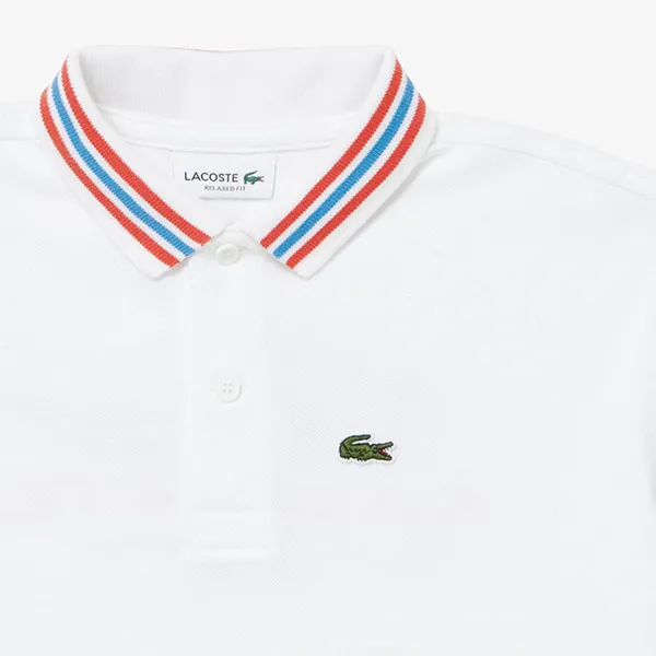 Áo Polo Lacoste Contrast Collar Branded Polo Shirt PJ5322 Màu Trắng Size 32