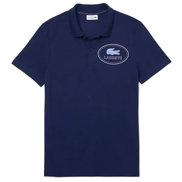 Áo Polo Lacoste Men’s Slim Fit Embroidered Crocodile Cotton Piqué Polo PH9733-51 Màu Xanh Navy Size 3