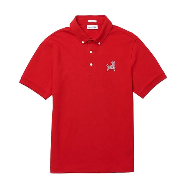Áo Polo Unisex Lacoste Slim Fit Embroidered Bull Cotton Piqué PH353098 (PH3530) Màu Đỏ Size S