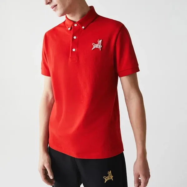 Áo Polo Unisex Lacoste Slim Fit Embroidered Bull Cotton Piqué PH353098 (PH3530) Màu Đỏ Size S