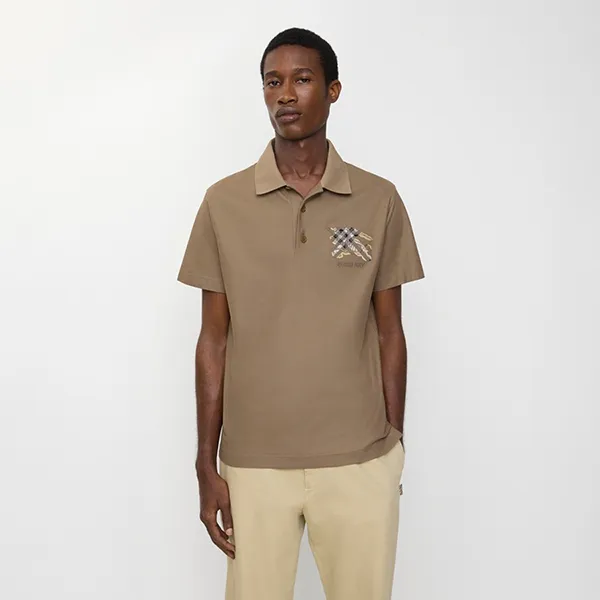 Áo Polo Nam Burberry EKD Check Cotton Shirt 81161191 Màu Nâu Đậm Size L